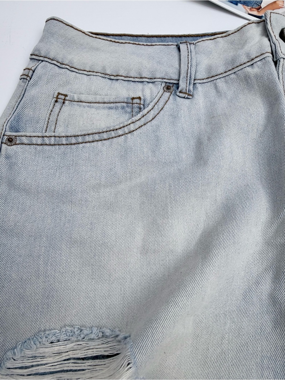 Rewash Light Blue Ripped Denim Cutoff Shorts - Picture 6 of 8